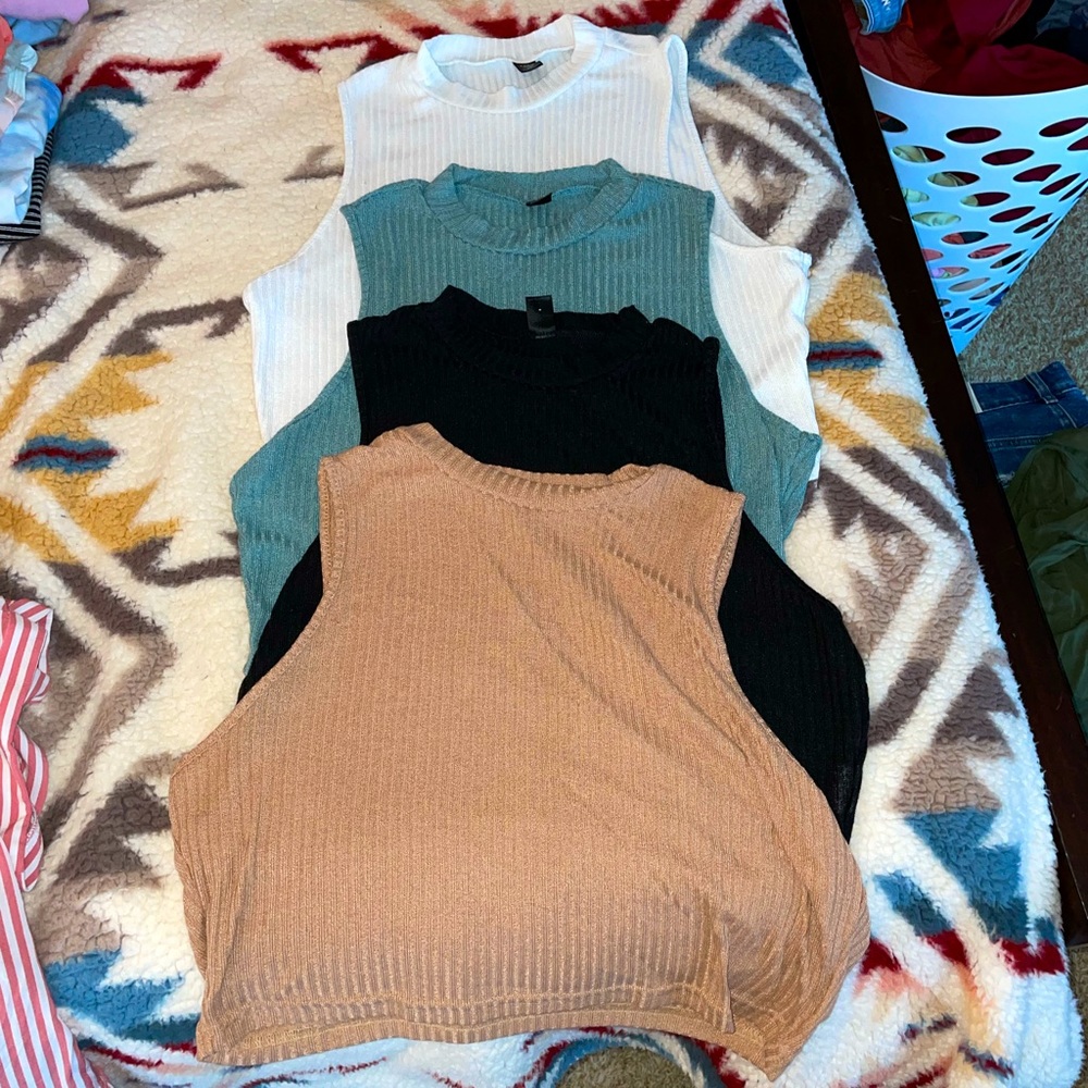 Pack of four high neck crop tops